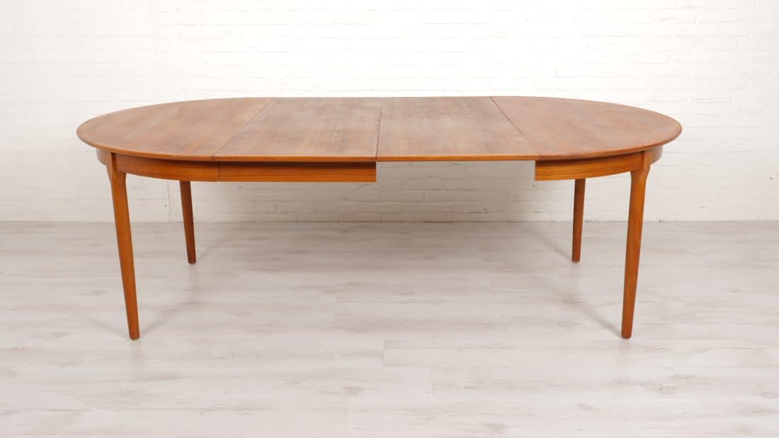 Vintage Ronde Eettafel Ovaal Teak Uitschuifbaar 1960s