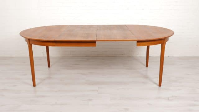Vintage Round Dining Table Oval Teak Extendable 1960s