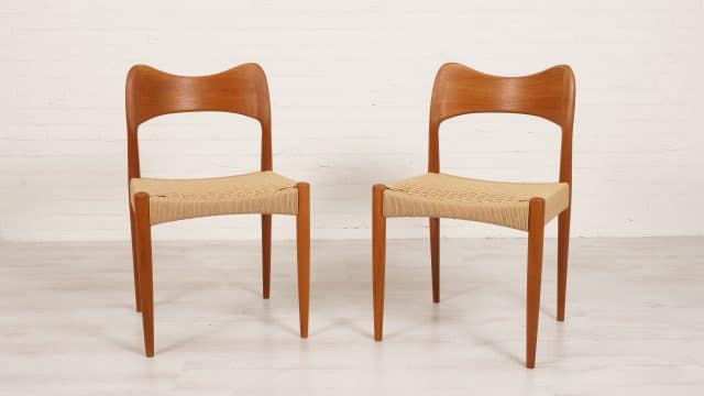 2 X Dining chair Arne Hovmand Olsen Papercord Teak Restored