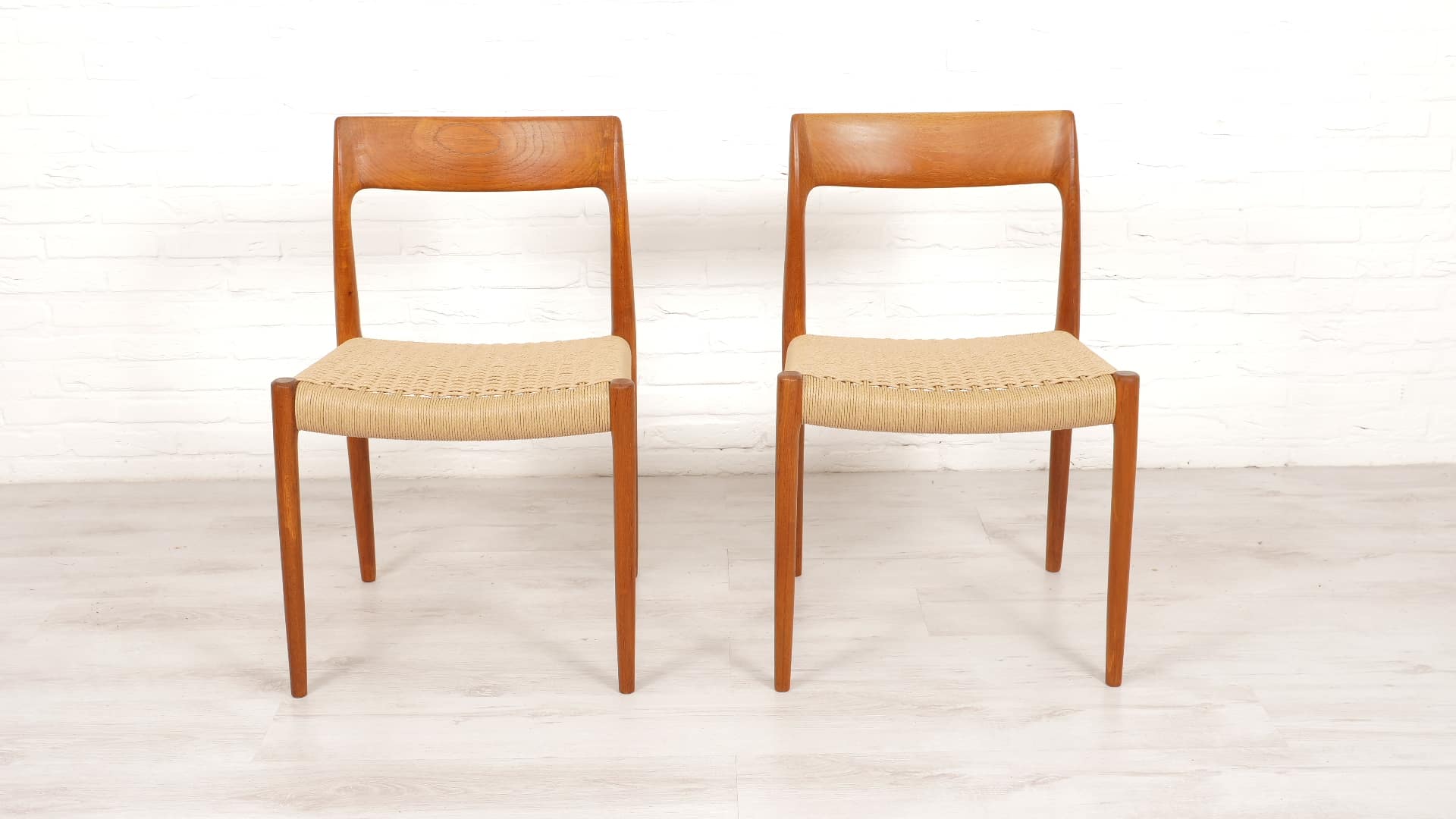 2 X Dining chair Niels Otto Mller Model 77 Papercord Teak Restored