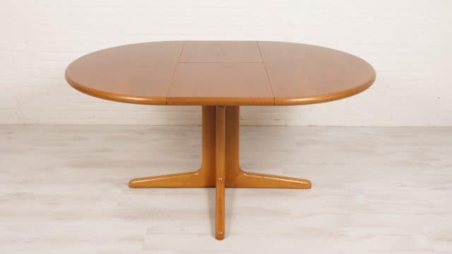 Vintage Round Dining Table Oval Walnut Extendable 1960s