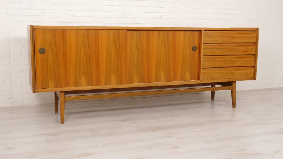 Vintage Dressoir Mid Century Modern Schuifdeuren 229 Cm