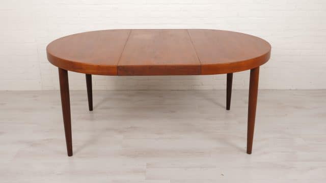 Table de salle à manger ronde vintage en teck 112 Cm