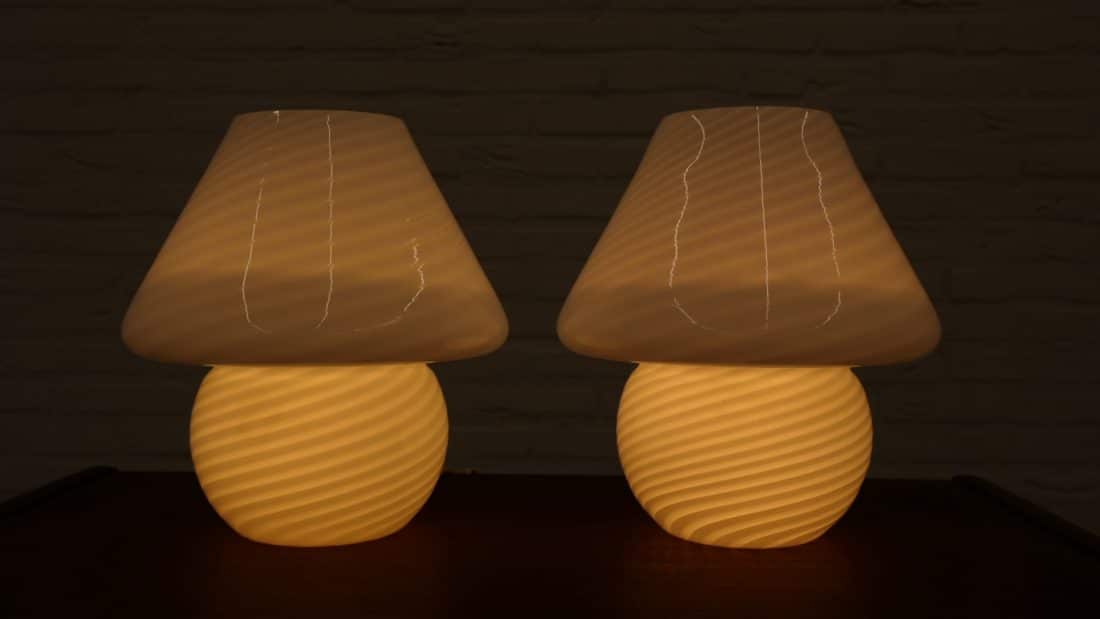 Set Van 2 Tafellampen Mushroom Model Peill Amp Putzler Swirl