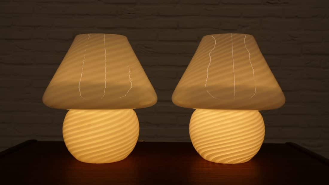 Set Van 2 Tafellampen Mushroom Model Peill Amp Putzler Swirl