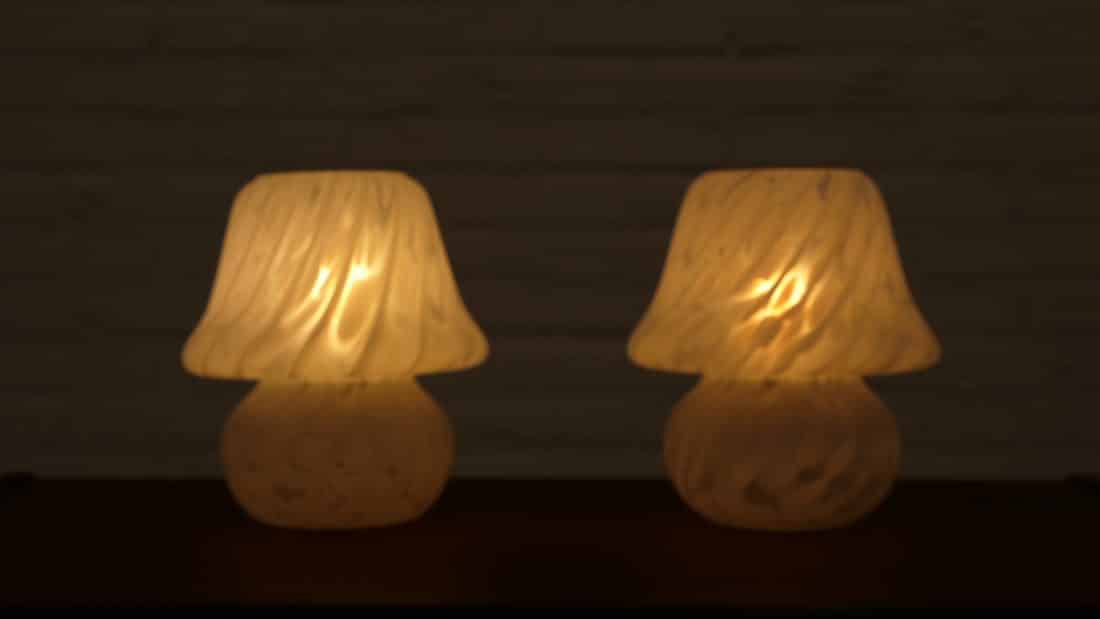 Set Van 2 Tafellampen Mushroom Model Hustadt Leuchten Swirl