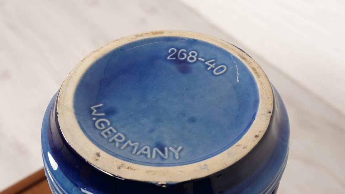 Grote Vintage West Germany Vaas Blauw 40 Cm