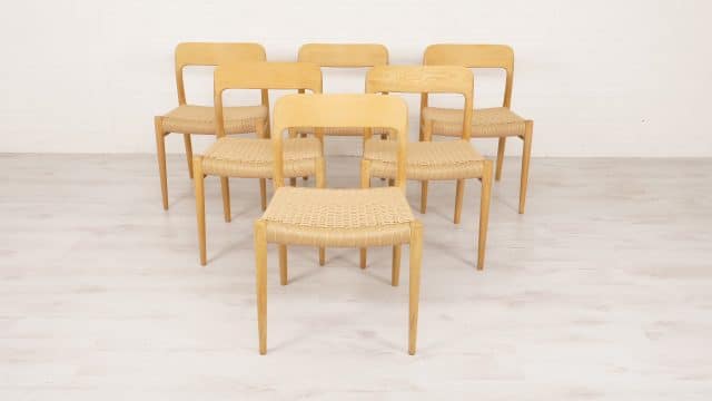 6 X Eetkamerstoelen Niels Otto Mller Model 75 Eiken