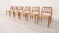 6 X Niels Otto Mller Dining Chairs Model 83 Papercord Teak Restored