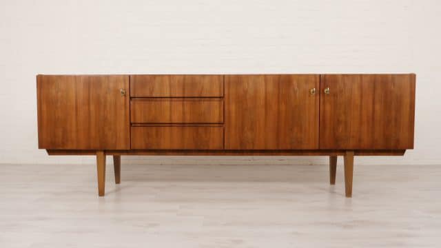 Vintage Dressoir Notenhout Strak Design 240 Cm