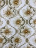 Vintage Wallpaper Flowers Green Creme Retro 4 Rolls