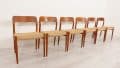 Set Of 6 Vintage Dining Chairs Niels Otto Mller Model 75 Papercord Teak Restored