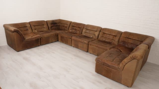 Modular Sofa Elements Sofa Leather Brown