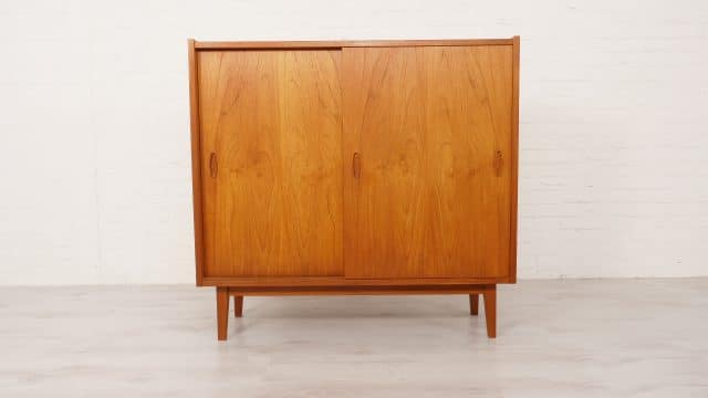 Vintage Deense Kast Met Schuifdeuren Servieskast 105 Cm