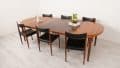 Table de salle à manger vintage en bois de rose ronde 120 à 267 cm