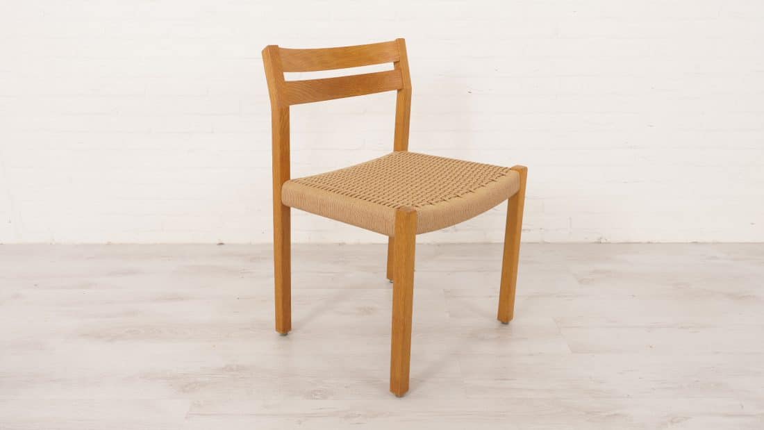 5x Chaise de salle à manger Jorgen Henrik Mller Modèle 401 Papercord Chêne restauré