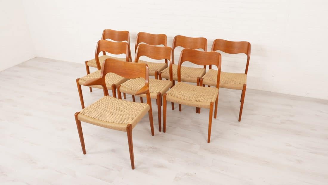 Trp Post Container Data Trp Post Id 13489 Set Of 8 Vintage Dining Chairs Niels Otto Mller Model 71 Amp Model 55 Restored Trp Post Container