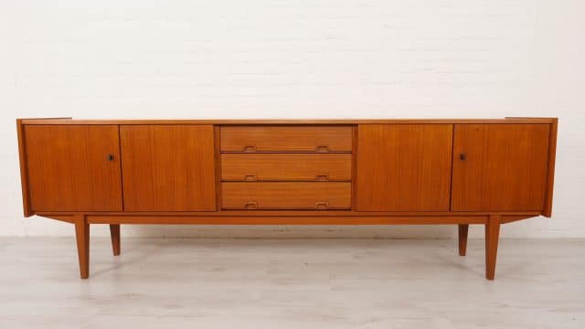 Vintage Teak Sideboard Xl 240 Cm Wooden Handles