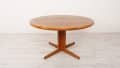 Vintage Round Dining Table Solid Teak Extendable Danish Design 125 Cm