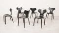 6 Black Dining Chairs By Arne Jacobsen For Fritz Hansen Model Grand Prix