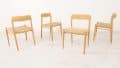 4 chaises de salle à manger en chêne modèle 75 de Niels Otto Moller