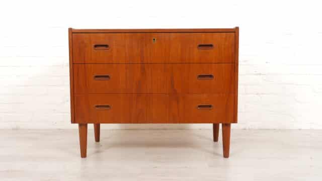 Vintage Deense Ladekast Teak 3 Lades