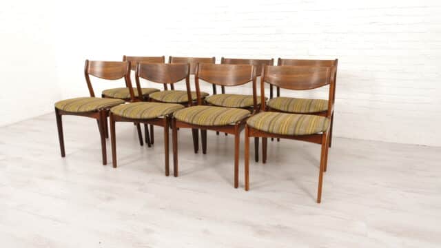 8 X Chaises de salle à manger Pe Jrgensen en bois de rose