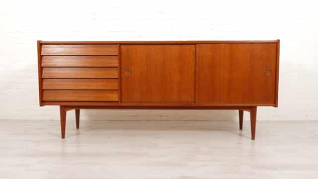 Vintage Dressoir Schuifdeuren Teak 200 Cm