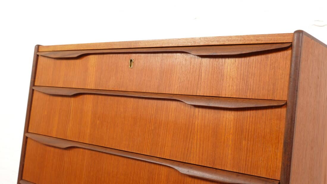 Vintage Deense Ladekast Teak 6 Lades 104 Cm