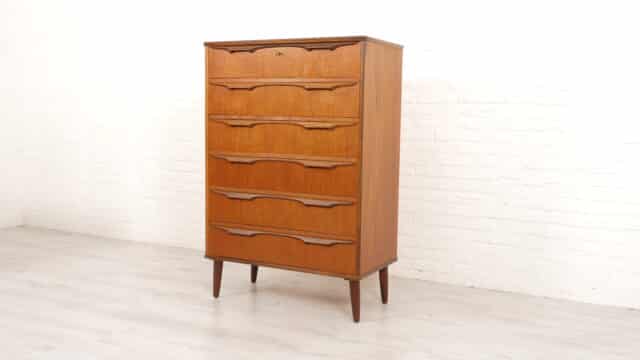 Vintage Deense Ladekast Klaus Okholm Teak 6 Lades