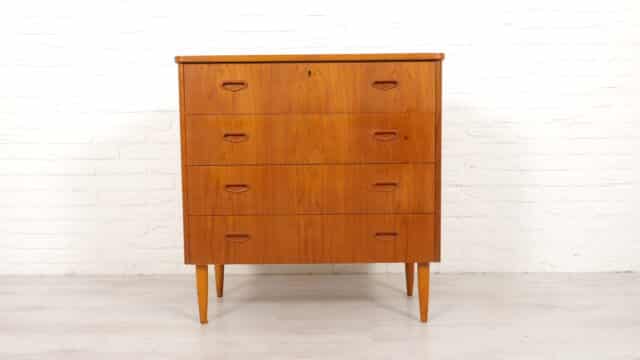 Vintage Ladekast Teak 4 Lades