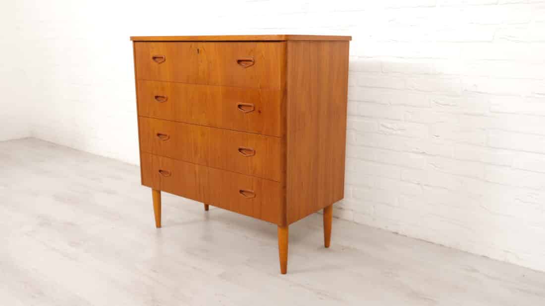 Vintage Ladekast Teak 4 Lades