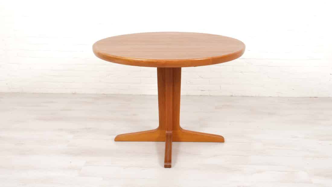 Vintage Ronde Eettafel Teak Uitschuifbaar 100 Cm