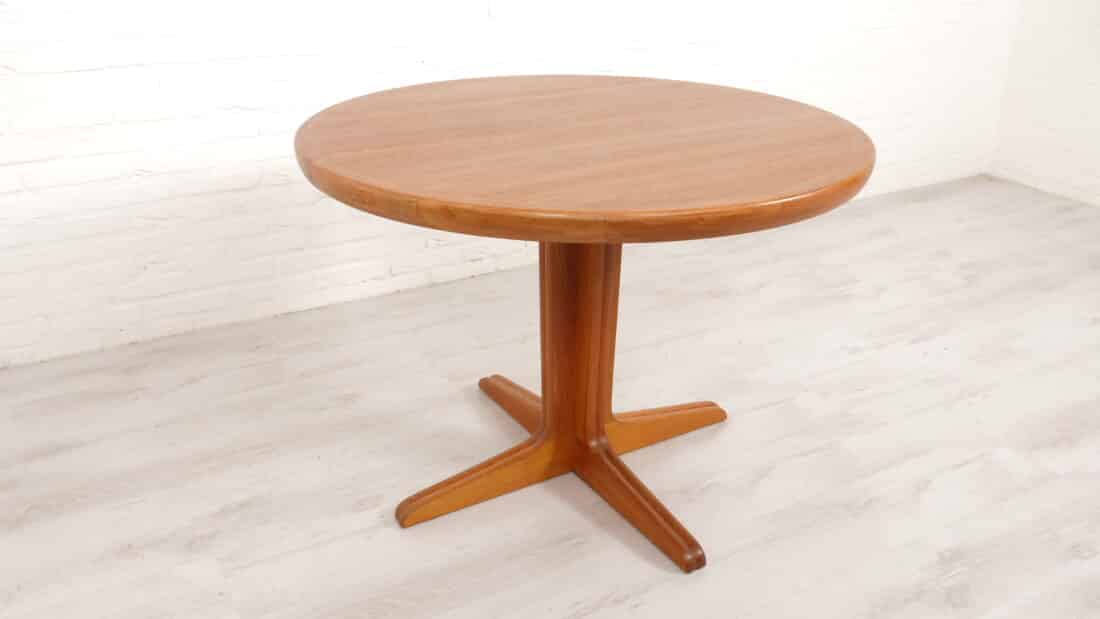 Vintage Ronde Eettafel Teak Uitschuifbaar 100 Cm