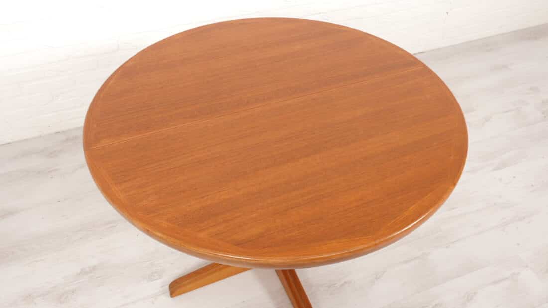 Vintage Ronde Eettafel Teak Uitschuifbaar 100 Cm