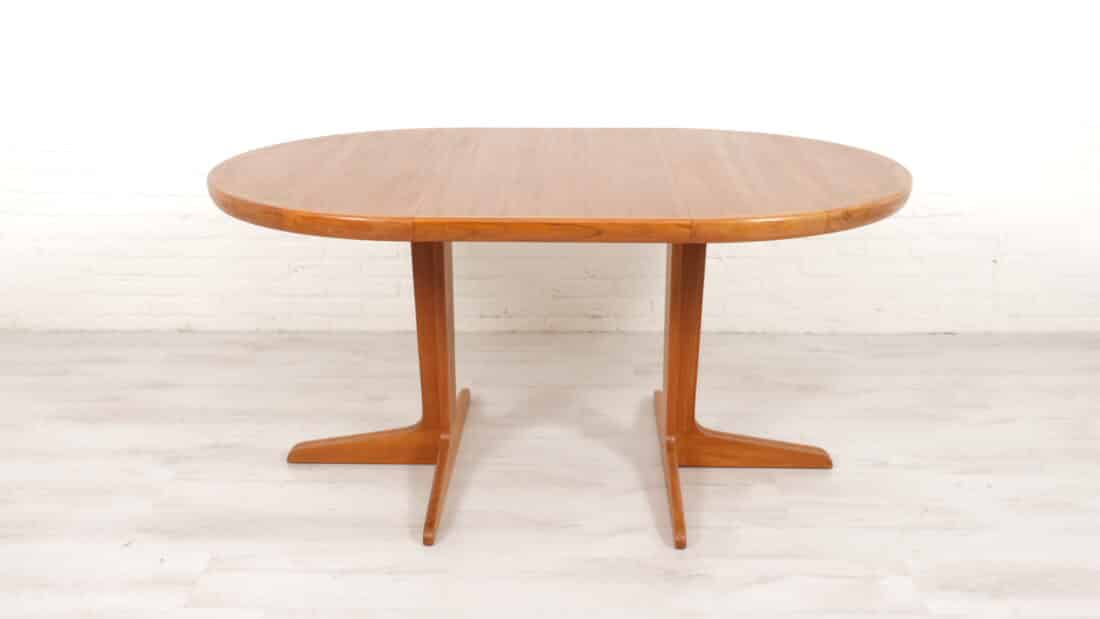 Vintage Ronde Eettafel Teak Uitschuifbaar 100 Cm