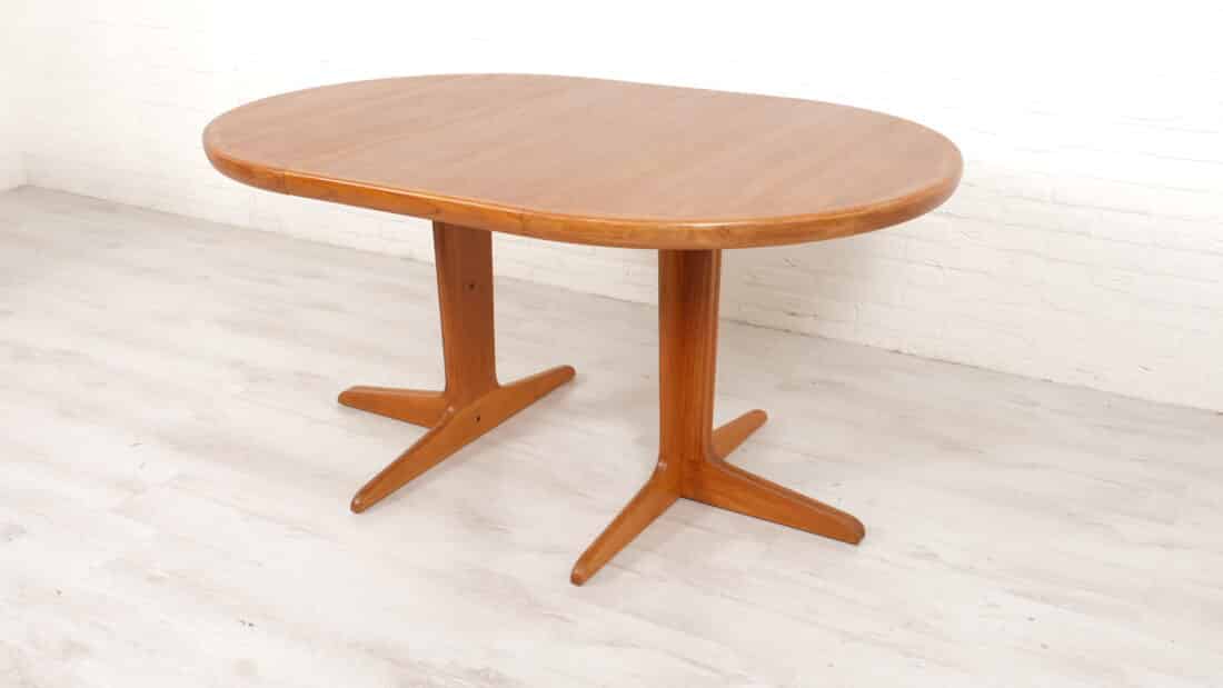 Vintage Ronde Eettafel Teak Uitschuifbaar 100 Cm