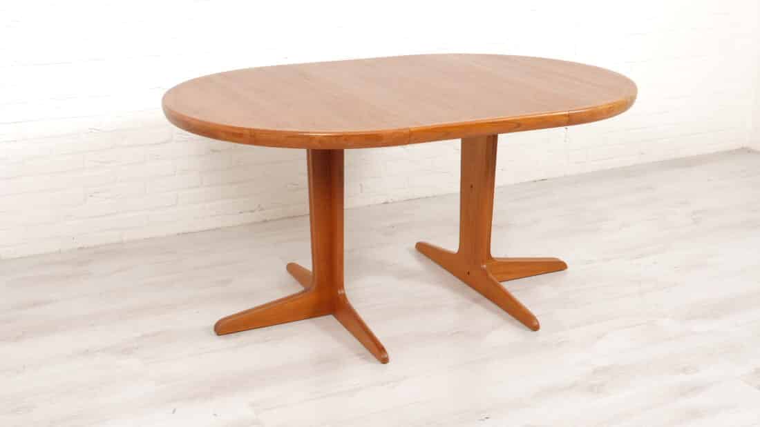 Vintage Ronde Eettafel Teak Uitschuifbaar 100 Cm