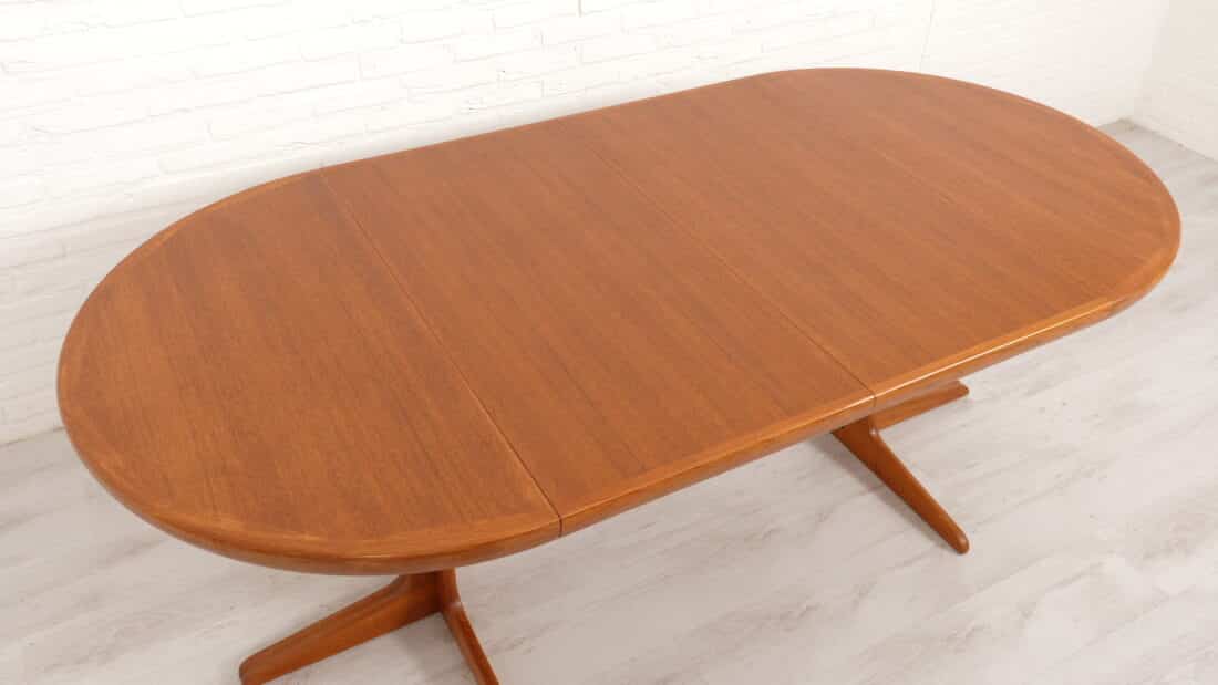 Vintage Ronde Eettafel Teak Uitschuifbaar 100 Cm