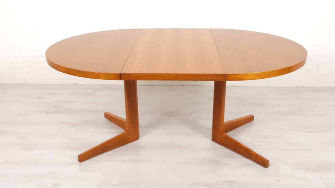 Vintage Ronde Eettafel Teak Uitschuifbaar 115 Cm