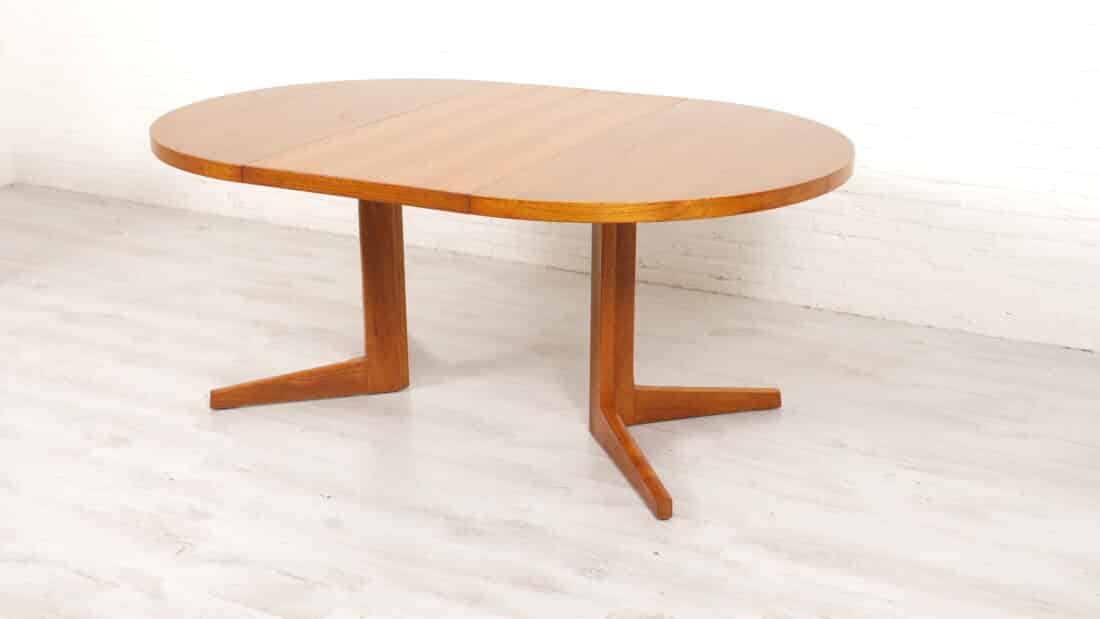 Vintage Ronde Eettafel Teak Uitschuifbaar 115 Cm