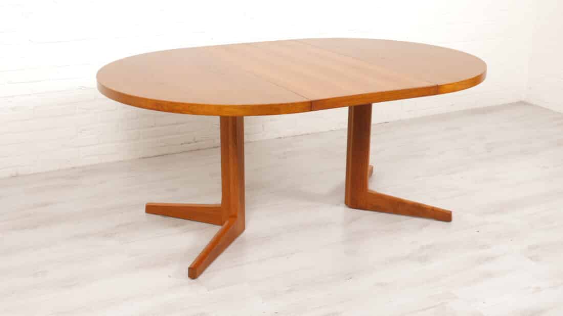 Vintage Ronde Eettafel Teak Uitschuifbaar 115 Cm