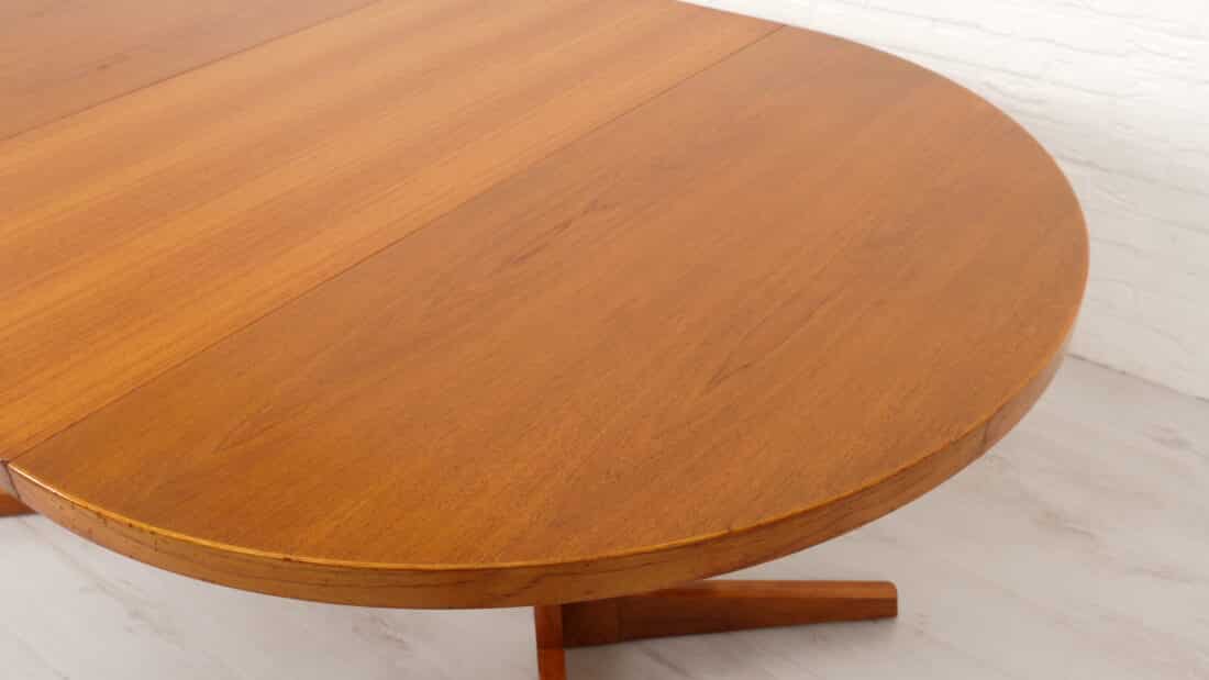 Vintage Ronde Eettafel Teak Uitschuifbaar 115 Cm