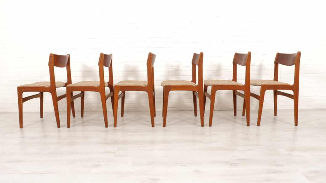 Set Van 6 Eetkamerstoelen Vintage Opnieuw Gestoffeerd