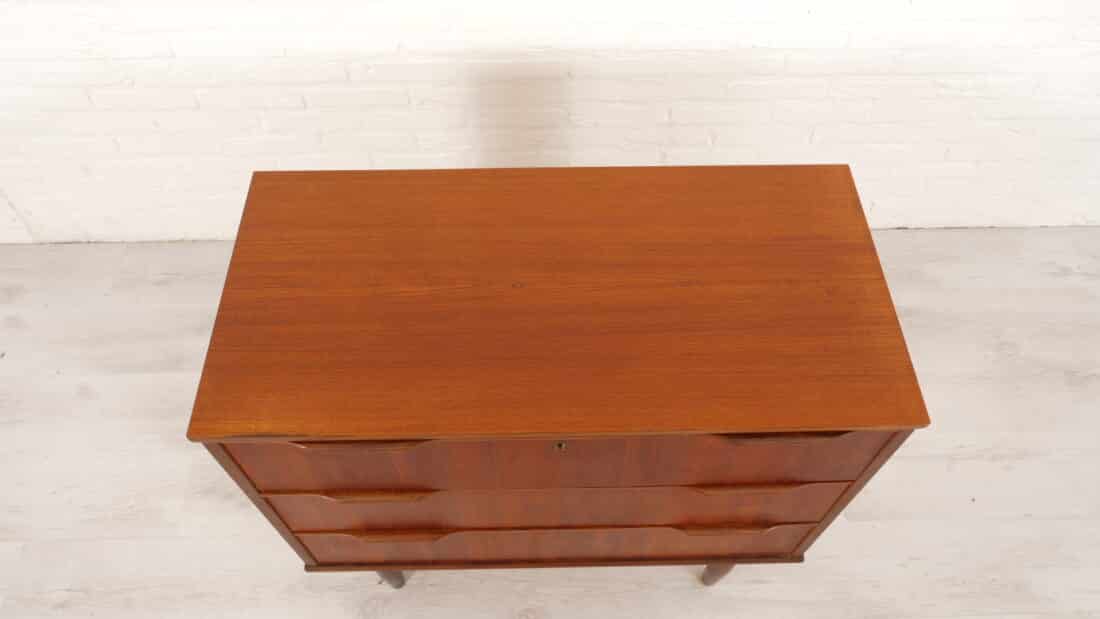 Vintage Deense Ladekast Teak 3 Lades