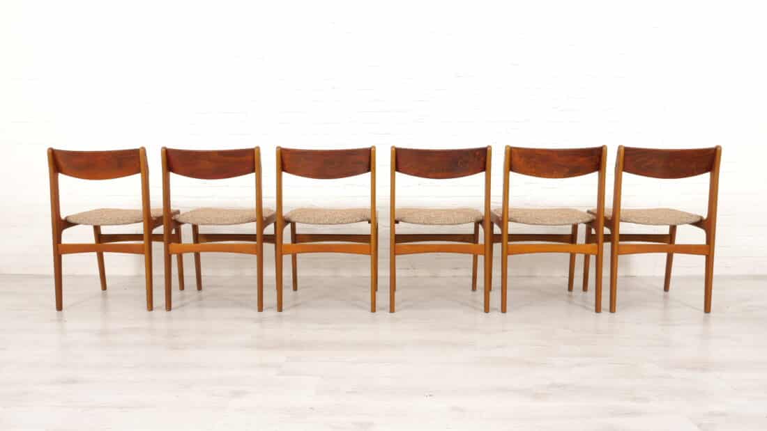 Set Van 6 Eetkamerstoelen Vintage Opnieuw Gestoffeerd