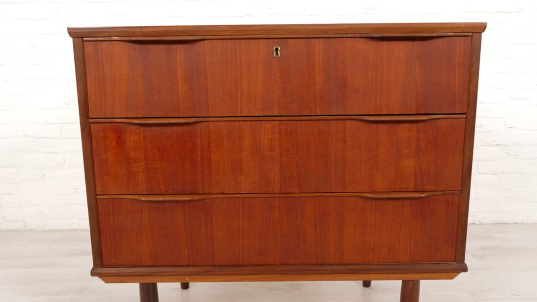 Vintage Deense Ladekast Teak 3 Lades