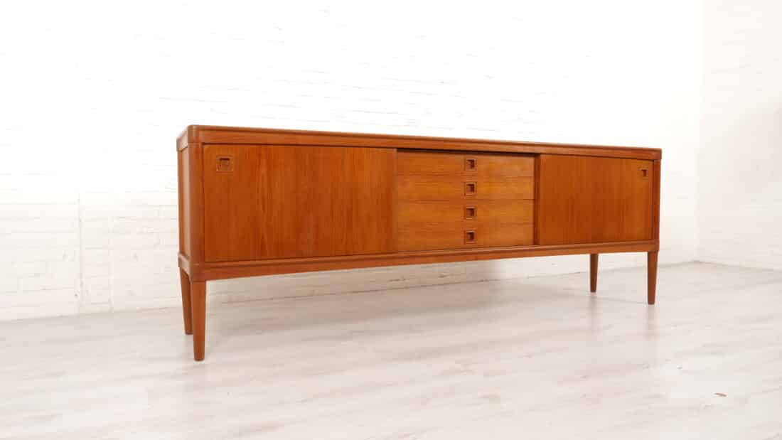 Vintage Dressoir Teak Bramin H W Klein 225 Cm