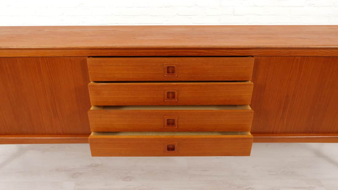 Vintage Dressoir Teak Bramin H W Klein 225 Cm