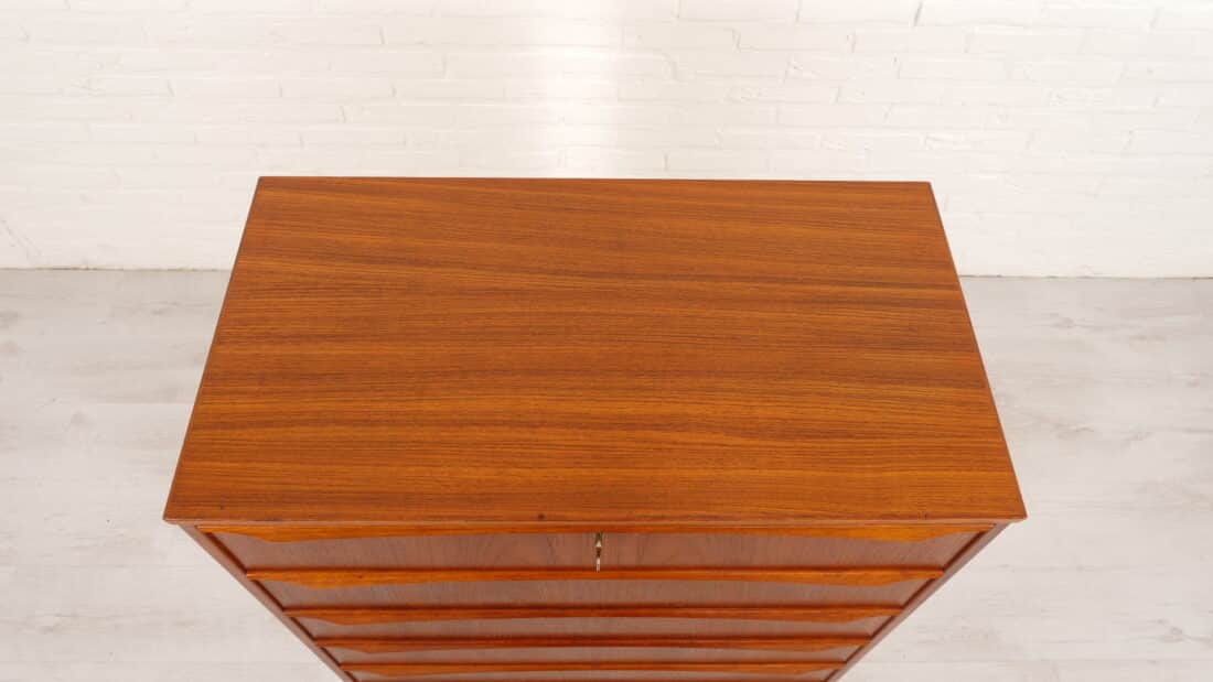 Vintage Deense Ladekast Teak 6 Lades 106 Cm